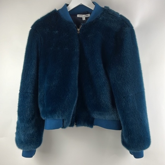 Elizabeth and James Ellington Blue Faux-Fur Bomber Jacket - Picture 1 of 7